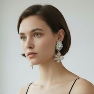 Elegant Silver and Gold Floral Earrings